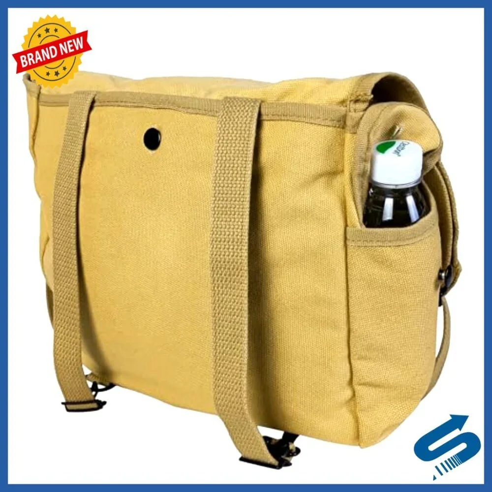 Vintage Canvas Messenger Bag with Shoulder Strap, 12